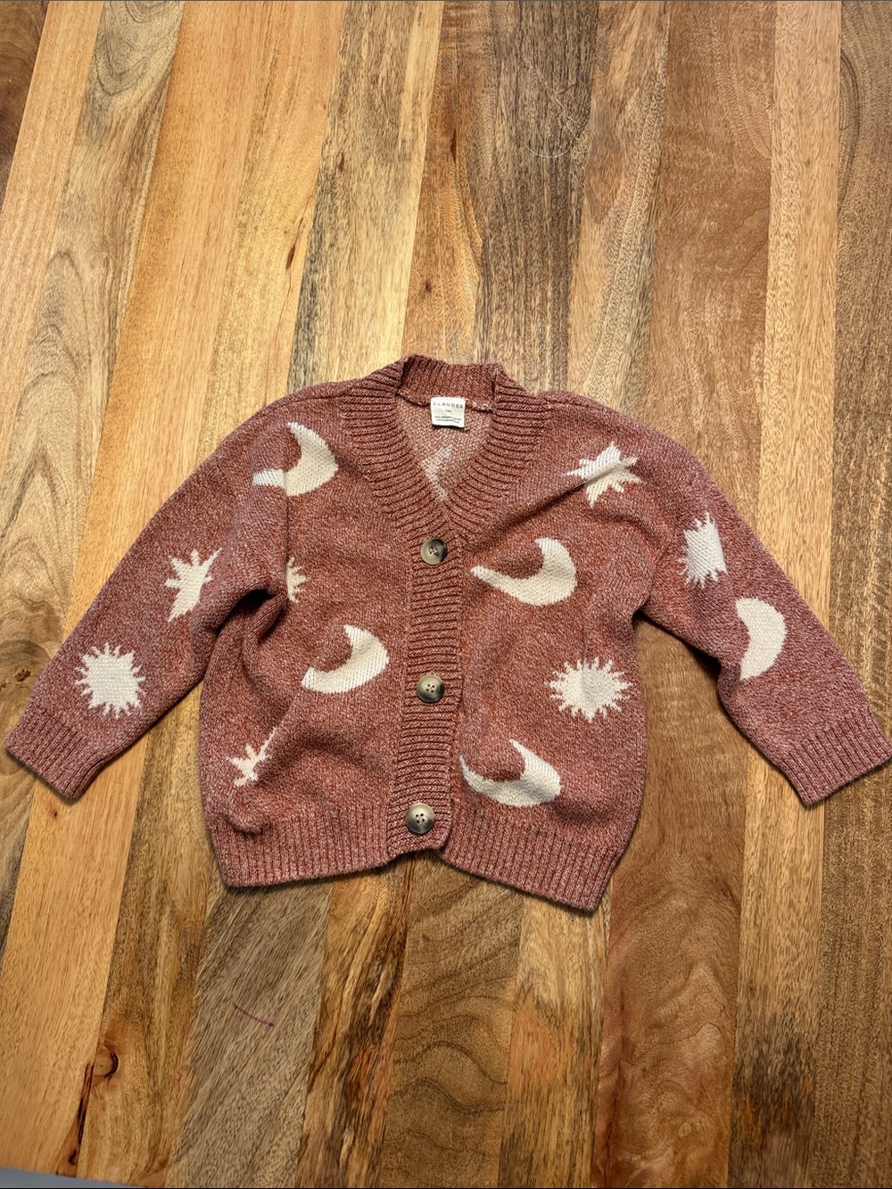 Girls' Dusty Rose Moon & Star Button Cardigan